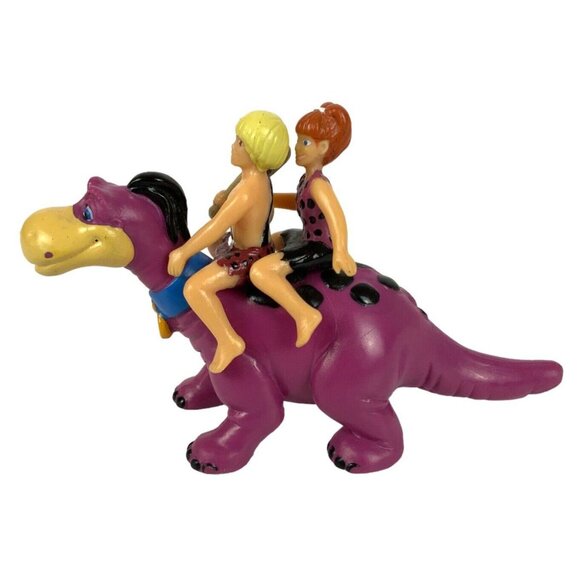 Pebbles & Bamm Bamm Riding Dino PVC Toy Figure 1992 Dakin Amblin Flintstones - Picture 2 of 8